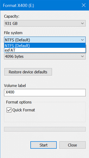 Format NTFS